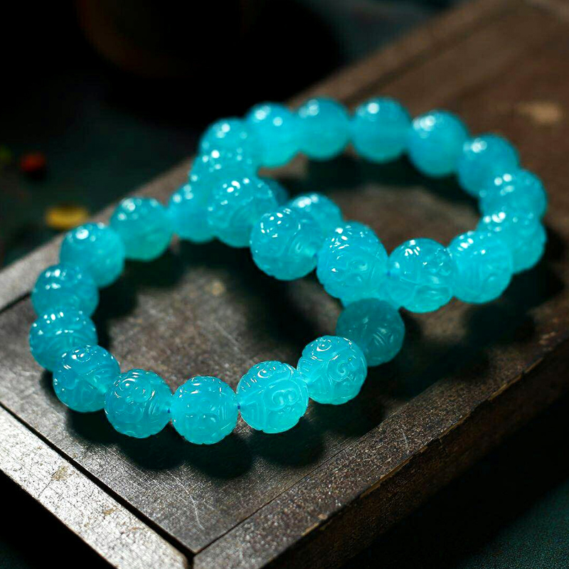 女巫店天然天河石原矿上乘成色所见即所得回纹珠疗