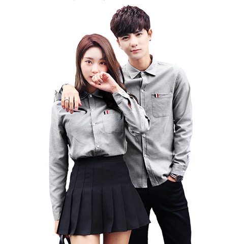 【寒冰紫雨】 情侣装寸衫女生休闲衬衣服春装女装 女士长袖衣服 男款