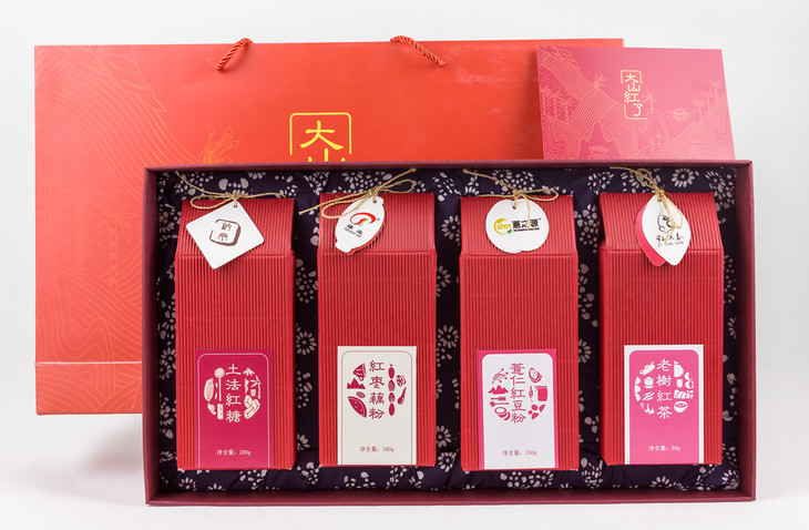 大山红了 特产礼盒系列 红糖 红枣藕粉 红茶 薏仁红豆粉
