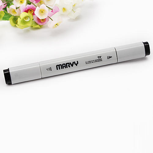 日本进口美辉马克笔软头酒精油性双头马克笔6支黑色  A29 商品图0