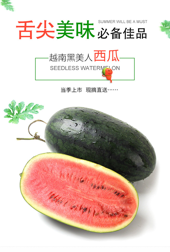 越南黑美人西瓜 味道纯正 超甜多汁 单果5斤左右一个包邮