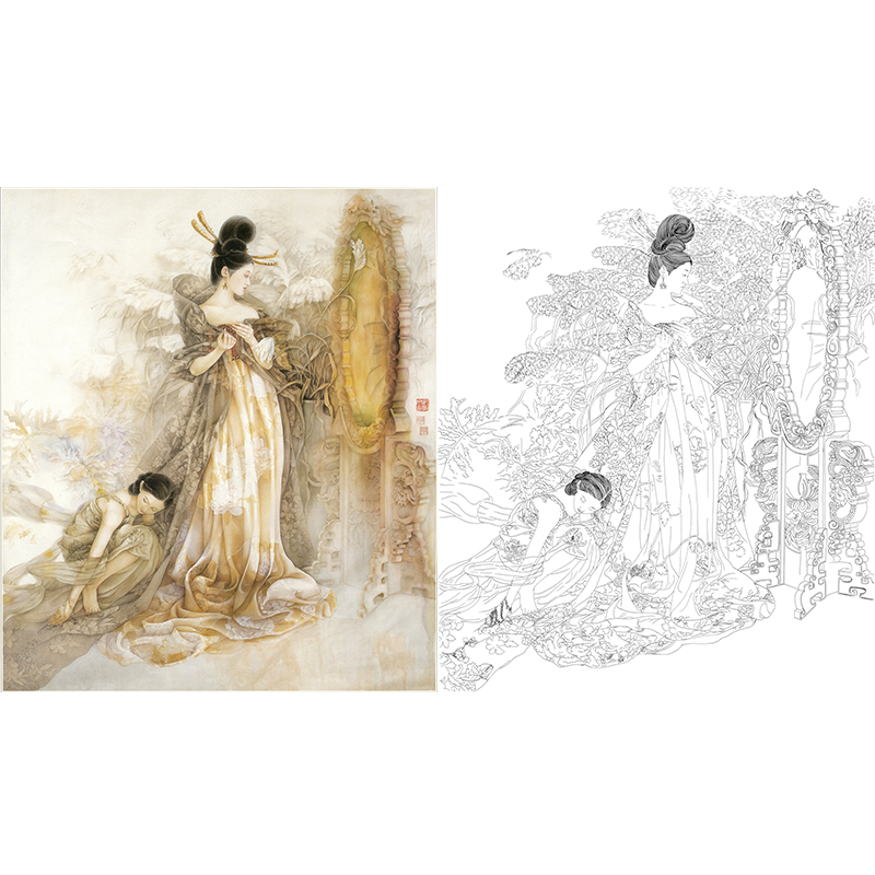 白描底稿-工笔罗汉及仕女-纪淑文-ja01