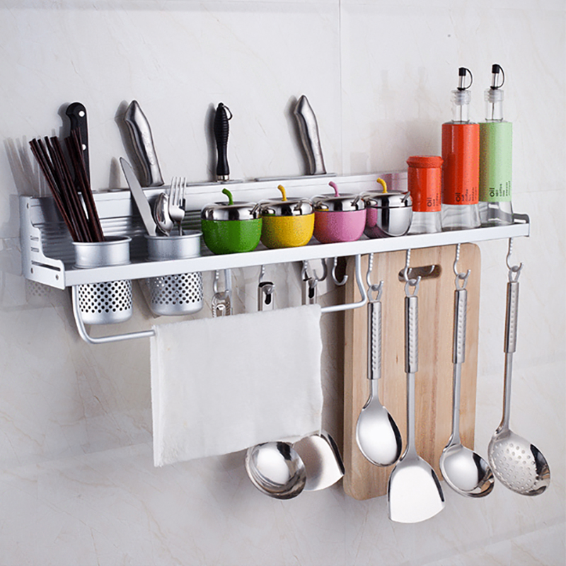 【太空铝合金刀架】铝边带护栏多功能厨房置物挂架