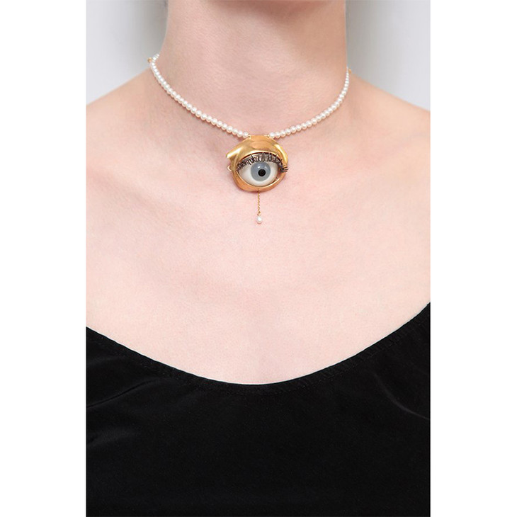 马德里beatriz palacios toy eye necklace玩具眼睛珍珠颈链(含邮含税