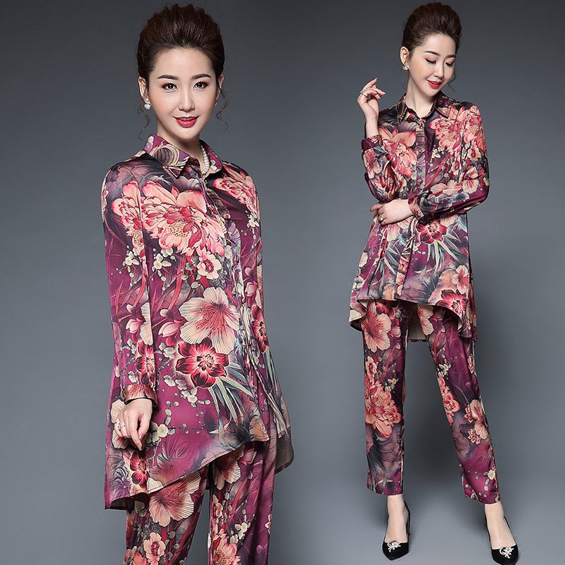 春季时尚舒适显瘦印花两件套套装