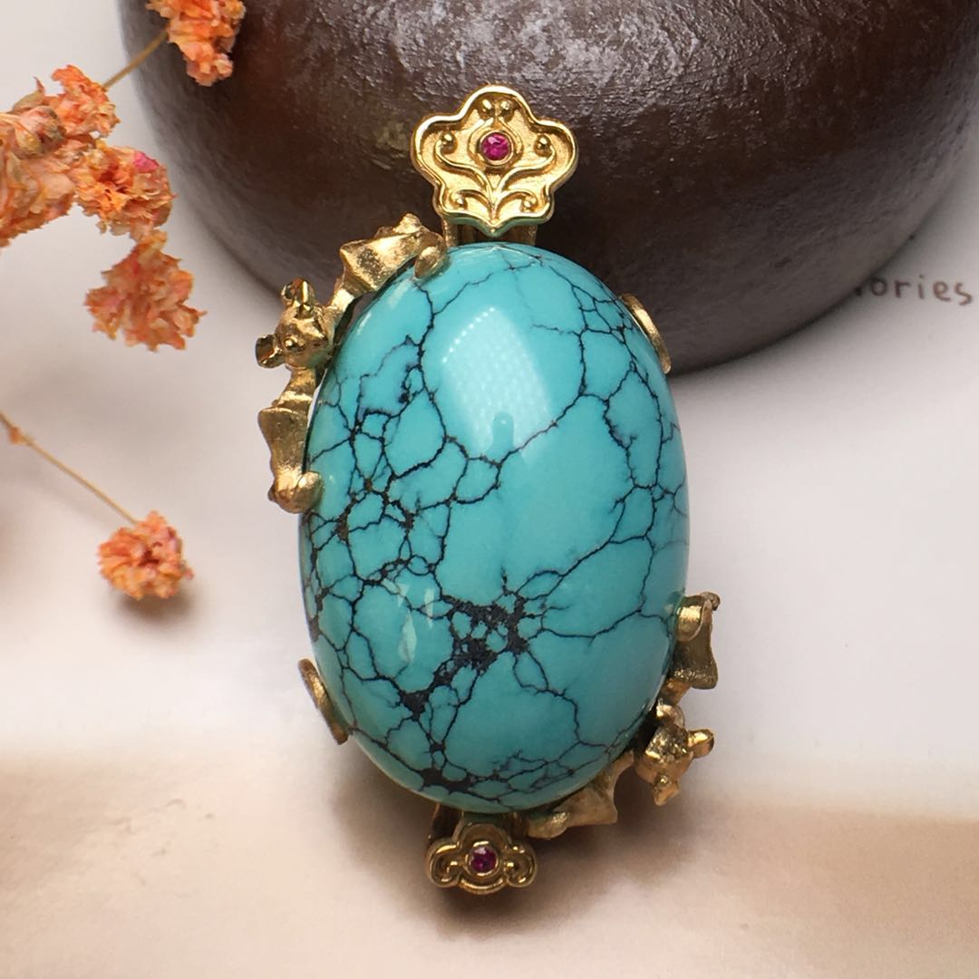 【97119】绿松石蛋面吊坠