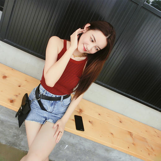 张大奕 腰包女新款 黑色时尚个性两用皮质腰包