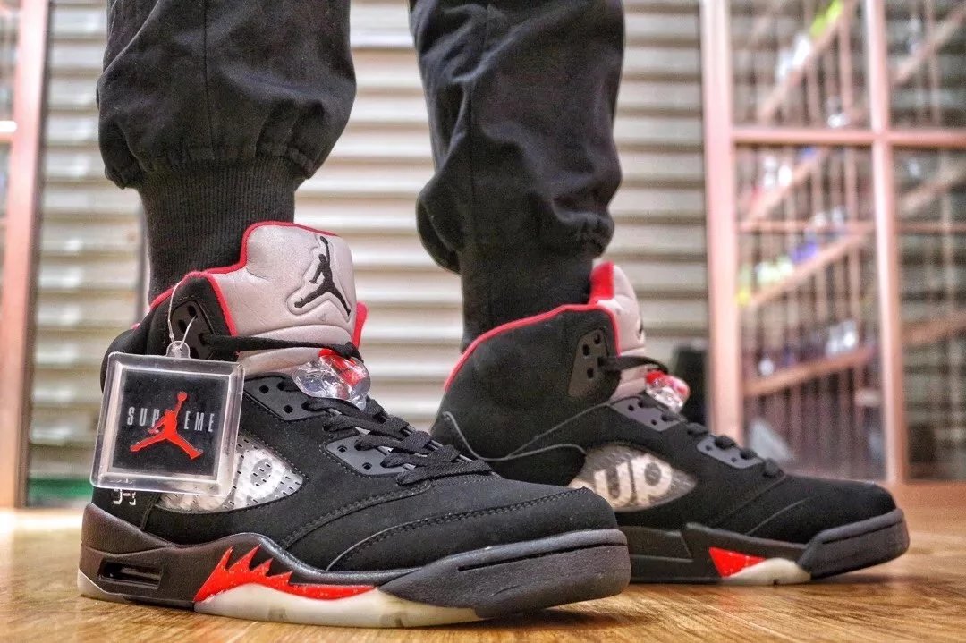 air jordan supreme x air j 5 "black"aj5乔5代黑红男鞋篮球鞋824371