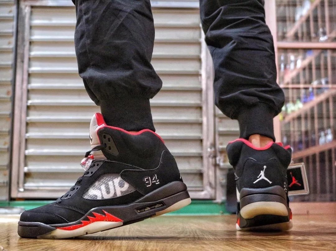air jordan supreme x air j 5 "black"aj5乔5代黑红男鞋篮球鞋824371