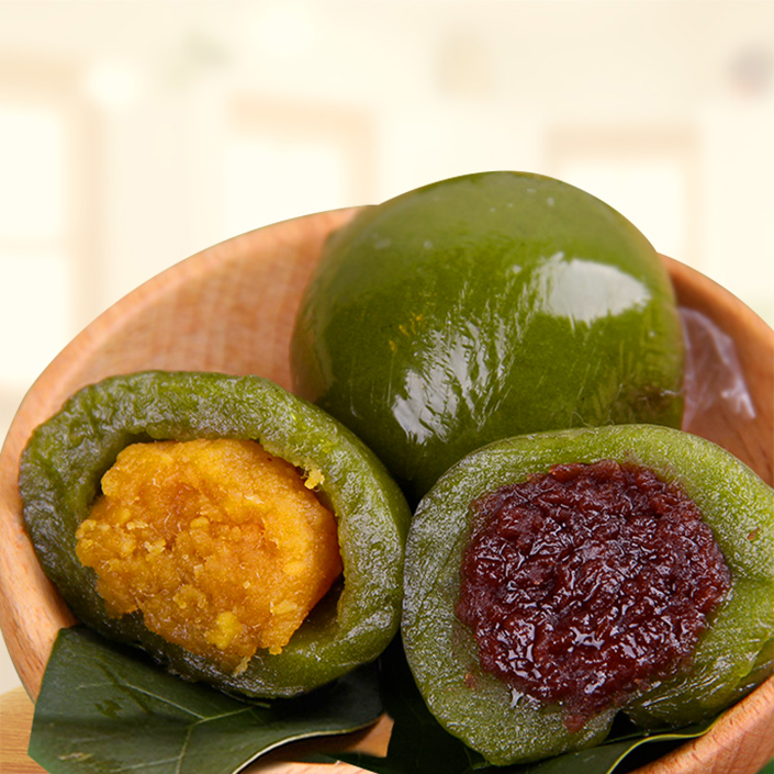 艾草青团双拼10只装 香甜软糯 萦绕乡野艾草淡淡的清香,缠绕齿间的