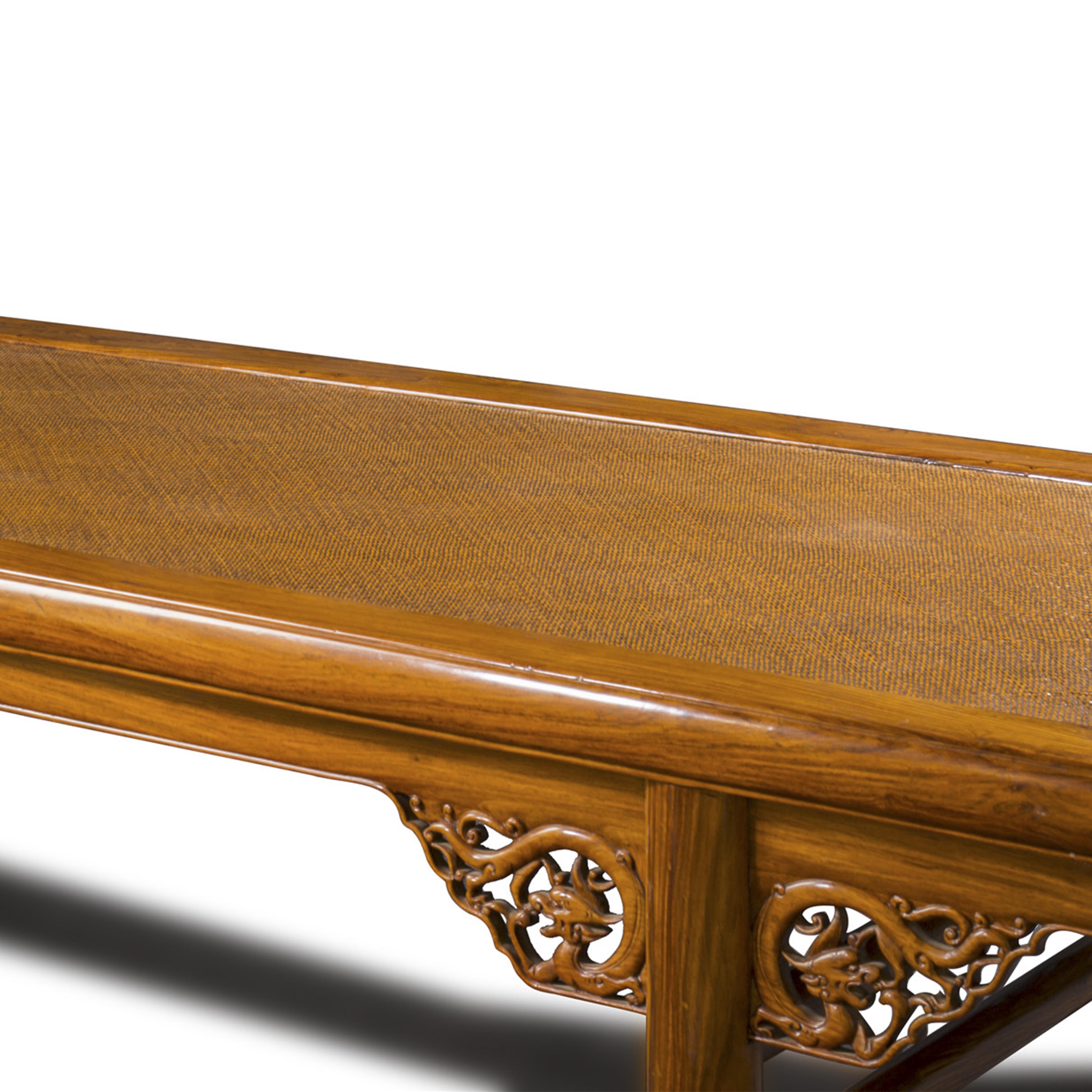 清 黄花梨螭龙纹凉塌