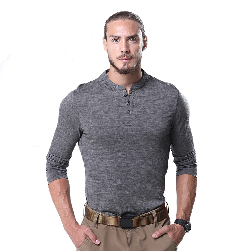 【我们不一样】亨利领硬汉美利奴长袖t恤