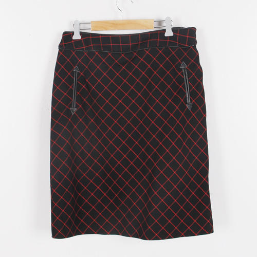 EVENY伊芙心悦 170/78Y码羊毛半裙高腰格子半身裙 E18 商品图0