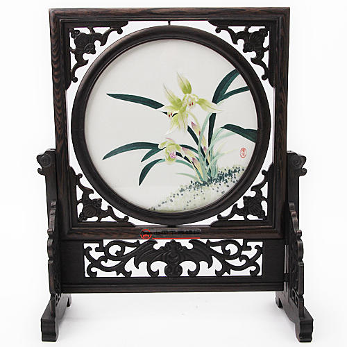 广绣粤绣 纯手工刺绣摆台摆件 双面百合兰花 C21 商品图1