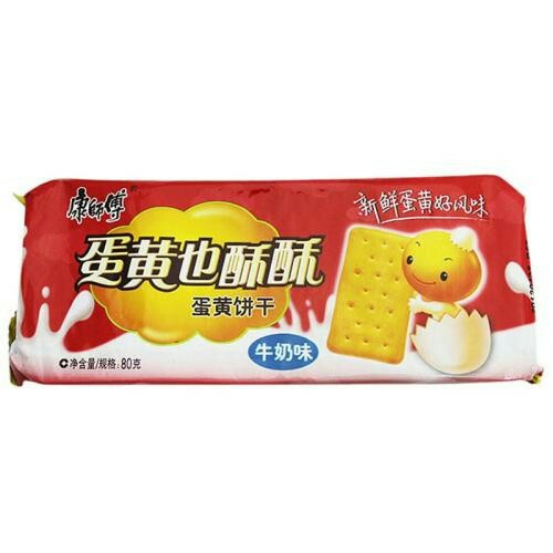 【零食】康师傅蛋黄也酥酥牛奶味饼干80g/袋