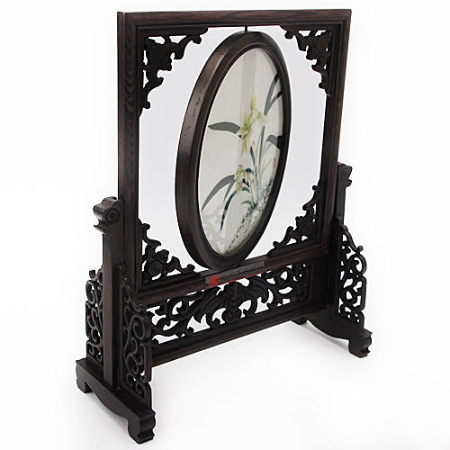 广绣粤绣 纯手工刺绣摆台摆件 双面百合兰花 C21 商品图2