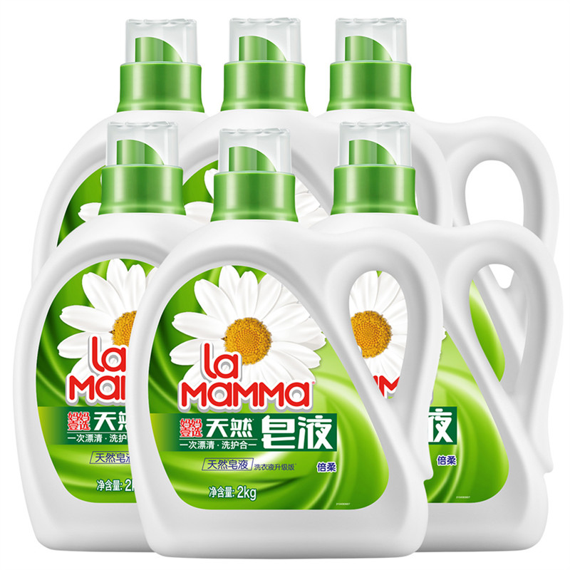 【家庭装】妈妈壹选洗衣液倍柔2kg*6