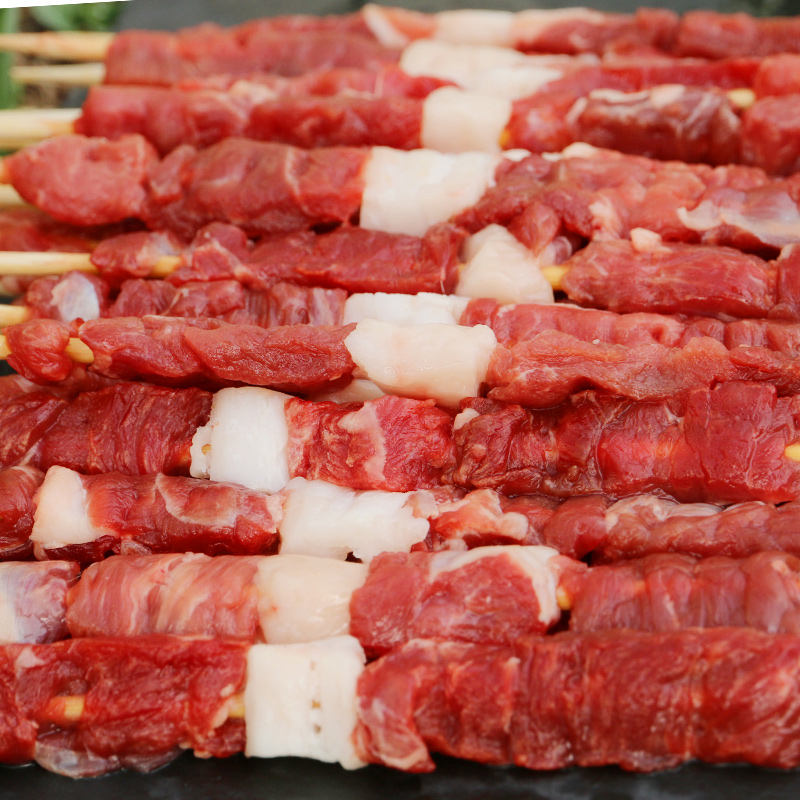 高原放养羔羊羊肉串 烧烤食材烤串 新鲜羊肉15串 280g 三份包邮