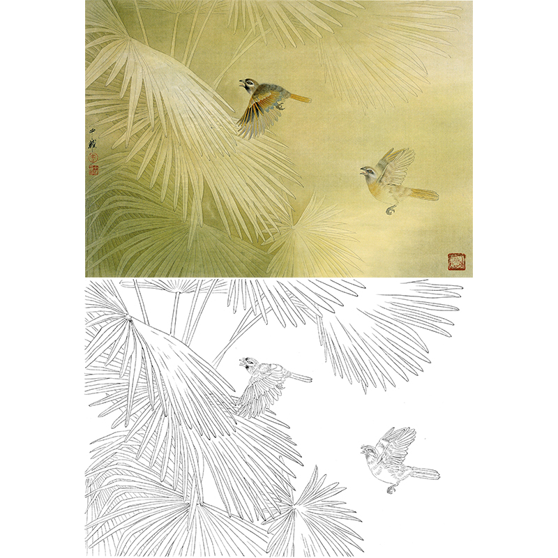 白描底稿-工笔花鸟-周中耀-赴约-zt30