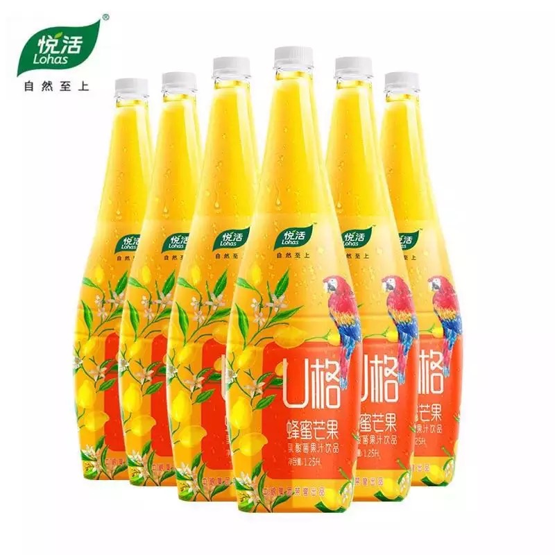 悦活柠檬U格芒果优格乳酸菌1.25升大瓶饮料 婚