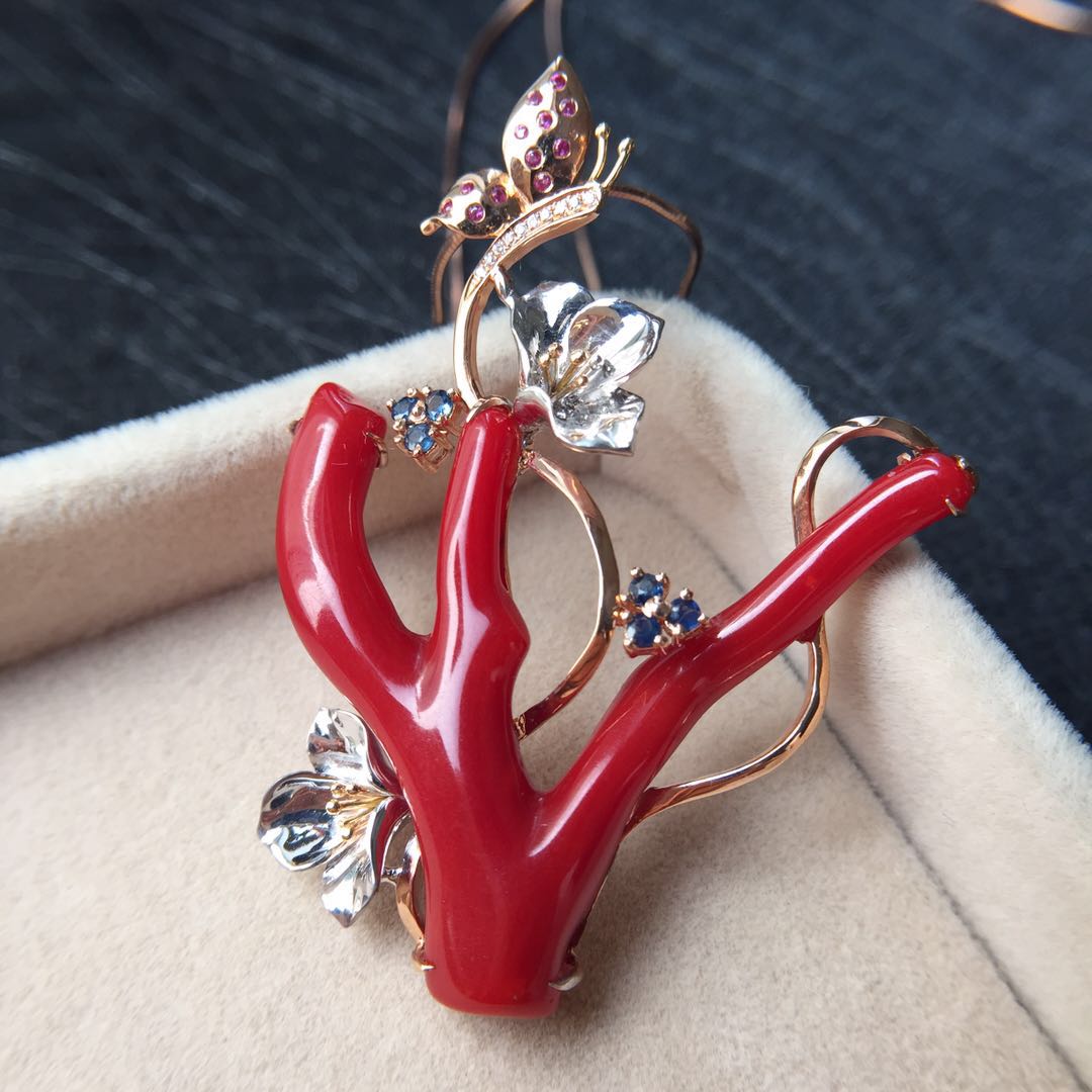 【45732】阿卡珊瑚树枝吊坠