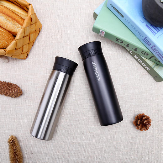 乐扣乐扣(lock&lock)拉恩保温杯真空防滑不锈钢水杯学生杯套装(银色