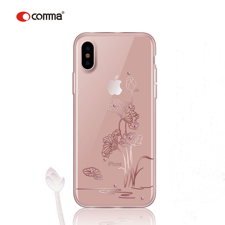 comma-iphone x 奢华水钻,全包防摔手机壳