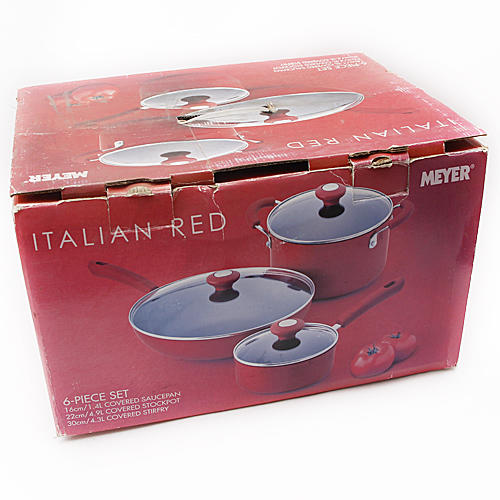 美亚暗红色锅具六件套玻璃盖双汤锅炒锅厨具套装C28 商品图7