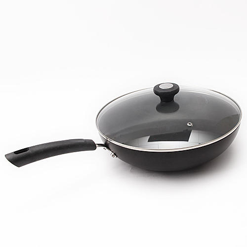 美亚黑色30cm玻璃盖不粘锅单柄炒锅家用C28 商品图0