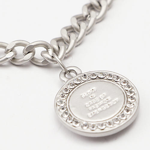 毛衣链银色口哨镶嵌水钻圆牌吊坠长款项链D21 商品图1