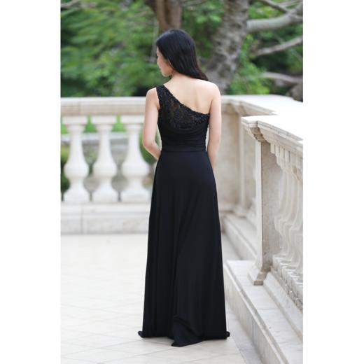 气质斜肩珠饰晚礼服 商品图1