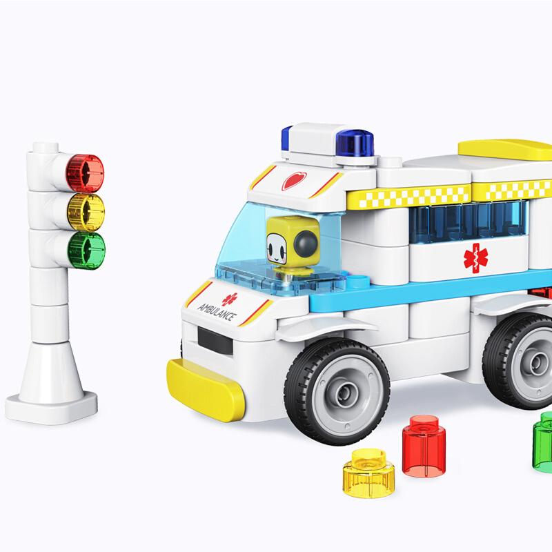 【国货精选】葡萄积木百变救护车61003