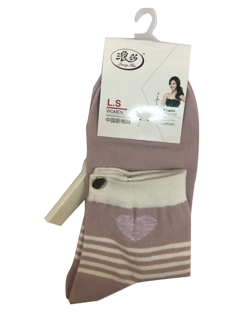 浪莎100%棉桃心女袜lf8022