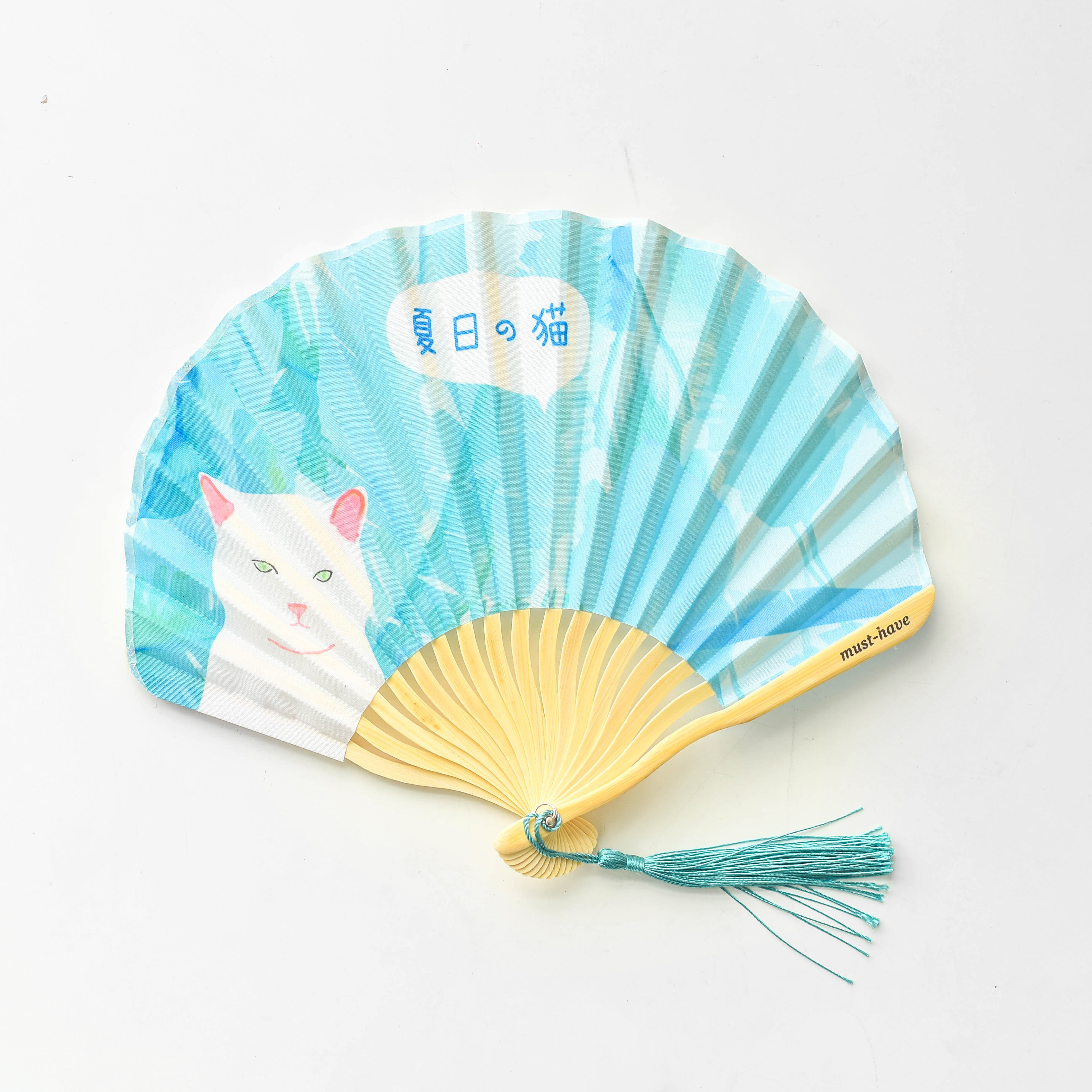 小清新布面折叠扇子 可爱卡通折扇流苏古风折叠扇夏日便携清凉扇