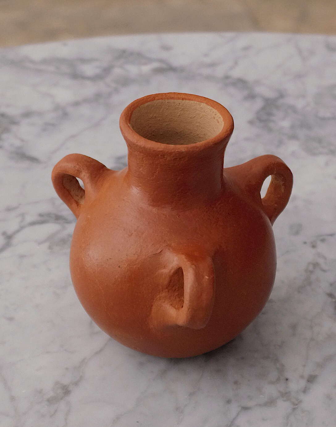 墨西哥传统红陶三耳罐