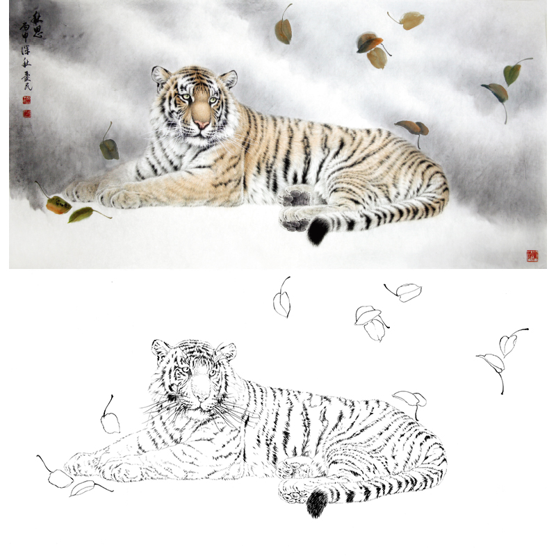 虎工笔动物画法 水仙图片