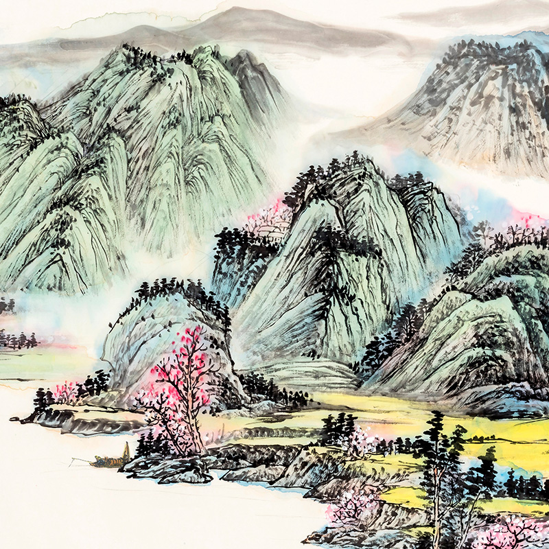 装饰画国画山水画字画客厅挂画办公室风水靠山手绘真迹富春山居图