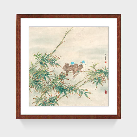 湖山画苑国画卧室装饰画花鸟挂画玄关现代简约画手绘李立青相伴