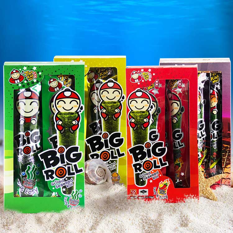 泰国进口零食品 小老板脆紫菜即食烤海苔卷原味辛辣1盒 bigroll