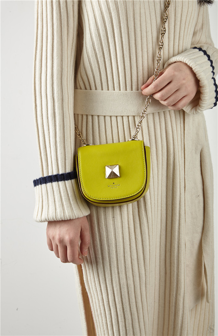 kate spade 可爱椭圆形状超q 立体方形金属扣链条小包包 现货