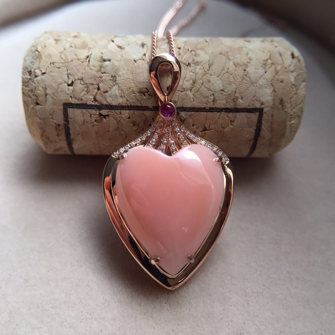 感恩秒杀价【d46062】心型粉珊瑚吊坠