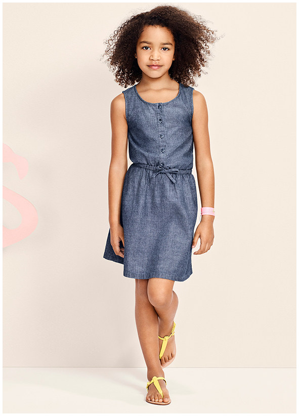 大中小童儿童时尚舒适百搭清晰牛仔连衣裙041935