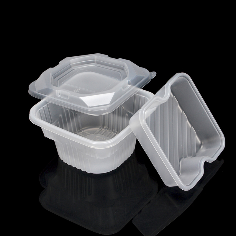 喇叭花1000mll一次性打包盒塑料餐盒外卖双层正方形塑料200套