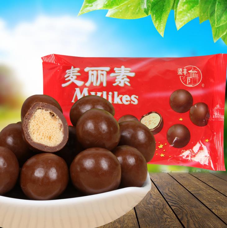 【巧克力】梁丰 麦丽素 80克/袋 怀旧零食代可可脂 巧克力 醇香丝滑