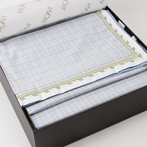 罗莱家纺蓝色格子刺绣四件套100%棉 礼盒 TY5996 C21 商品图1