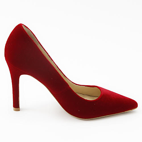 73hours 35码红色丝绒高跟鞋浅口尖头女鞋婚鞋C45 商品图3
