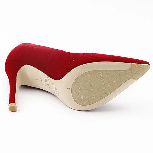 73hours 35码红色丝绒高跟鞋浅口尖头女鞋婚鞋C45 商品图5