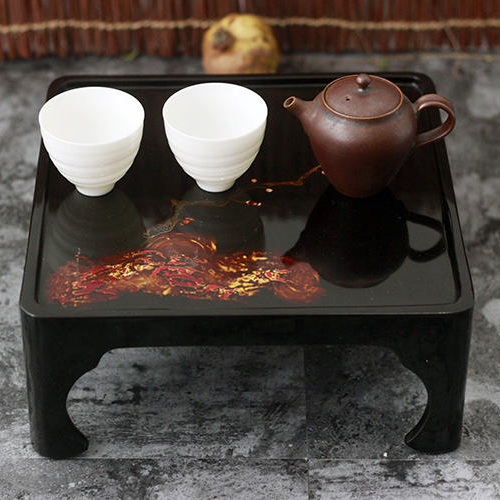 [逐物漆器〕大漆四方茶几 香几 犀皮漆 小茶台 手工制作