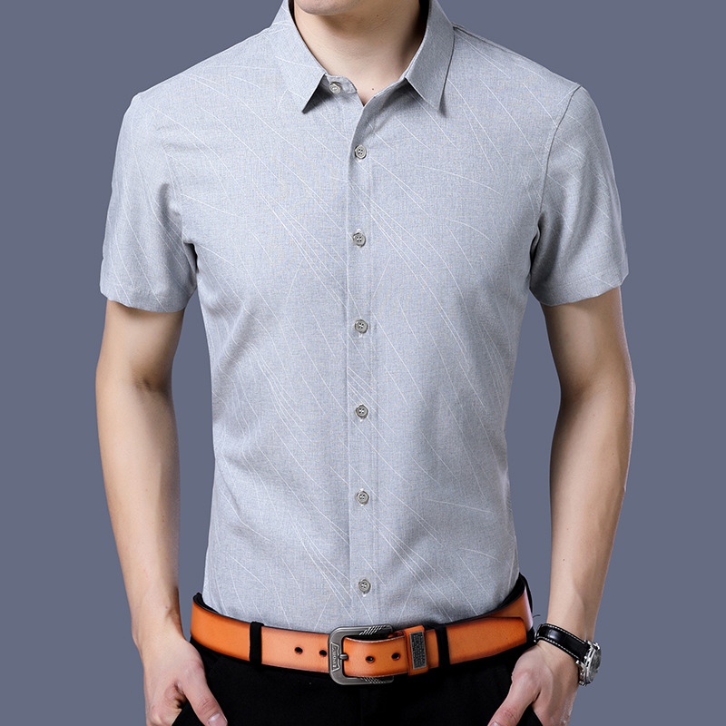丽馨 短袖衬衫男2018夏季新款休闲免烫衬衣中青年男半袖寸衣