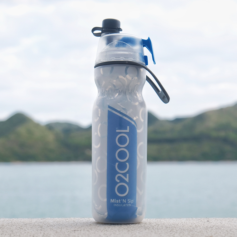 全新升级美国o2cool保冷喷雾运动水壶健身户外防摔防漏塑料水杯